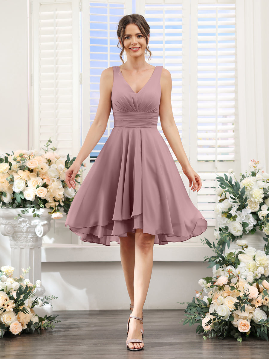 Amelise Mauve front view wedding guest dress