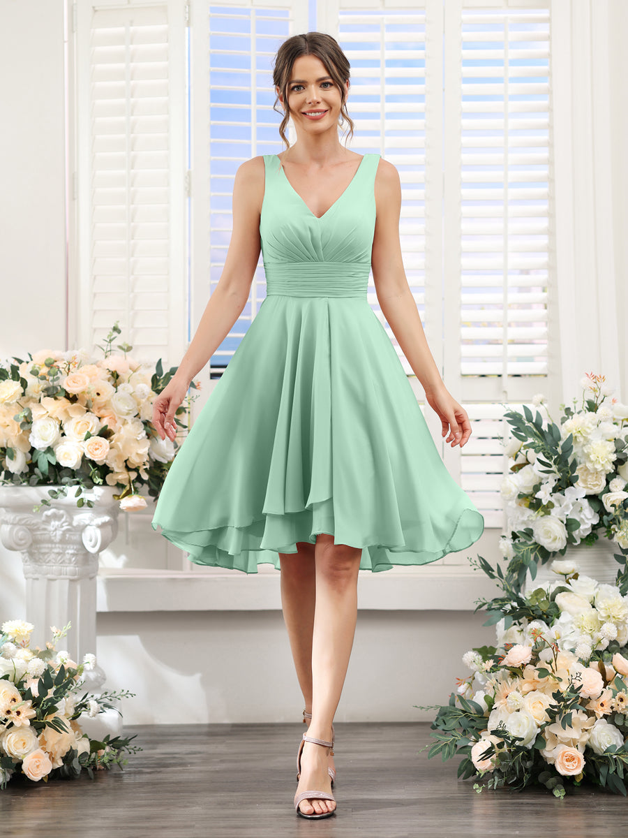Amelise Mint Green front view wedding guest dress