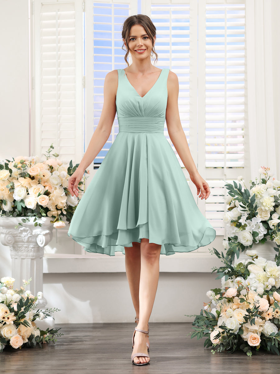 Amelise Pool Blue front view wedding guest dress