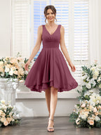 Amelise Plum front view wedding guest dress