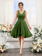 Amelise Olive Green front view wedding guest dress