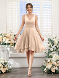 Amelise Peach front view wedding guest dress