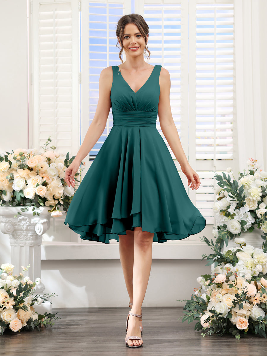 Amelise Peacock front view wedding guest dress