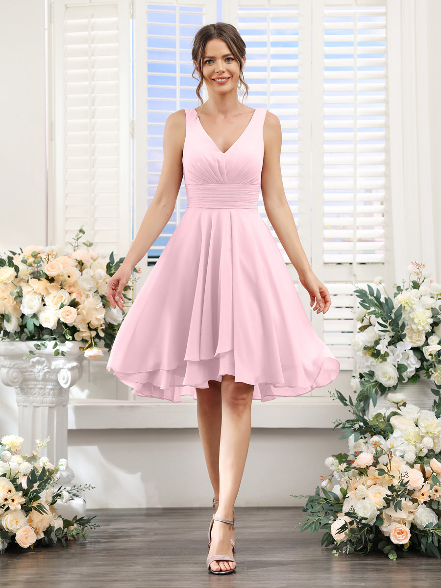 Amelise Rose Pink front view wedding guest dress