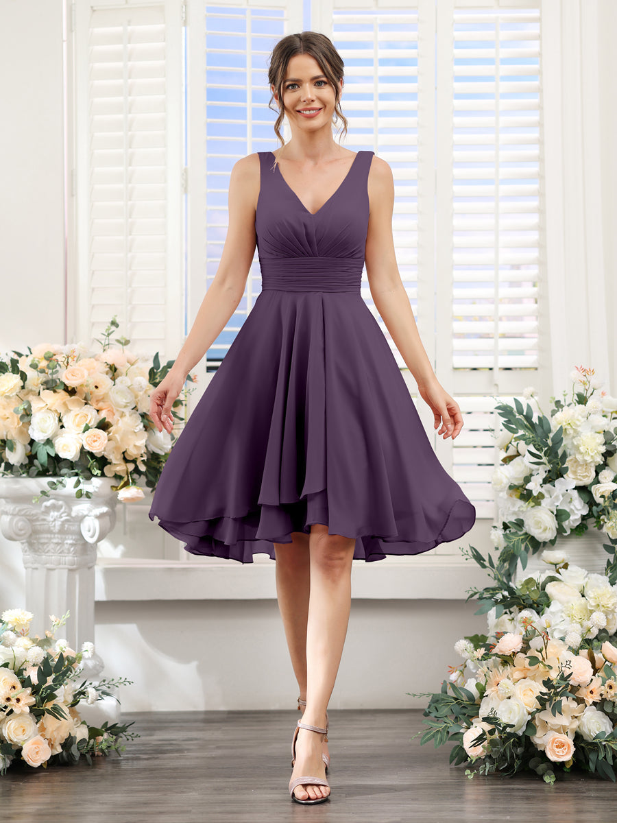 Amelise Plum back view wedding guest dress