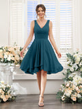 Amelise Teal front view wedding guest dress