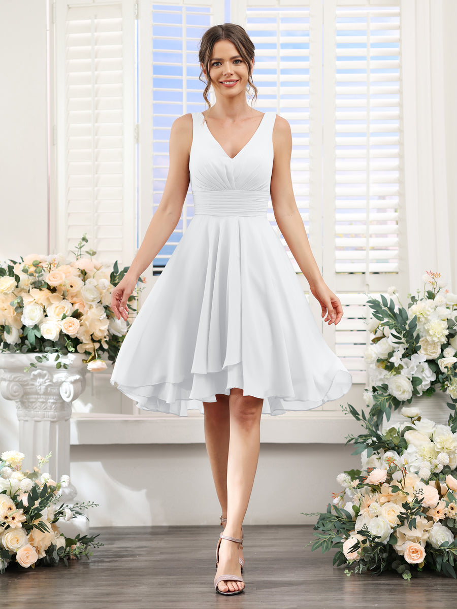 Amelise White front view wedding guest dress