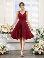 Amelise Burgundy back view wedding guest dress