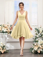 Amelise Yellow front view wedding guest dress