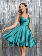 Mirelle pool blue front view homecoming dress