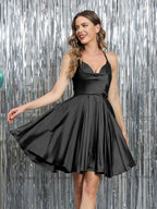 Mirelle black front view homecoming dress