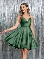 Mirelle emerald front view homecoming dress