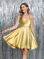 Mirelle gold front view homecoming dress