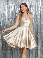 Mirelle champagne front view homecoming dress