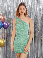 Zinnia mint green front view homecoming dress