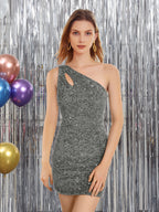 Zinnia steel grey front view homecoming dress