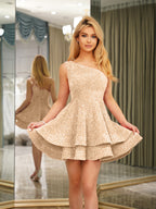 Melora champagne front view homecoming dress