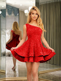 Melora red front view homecoming dress