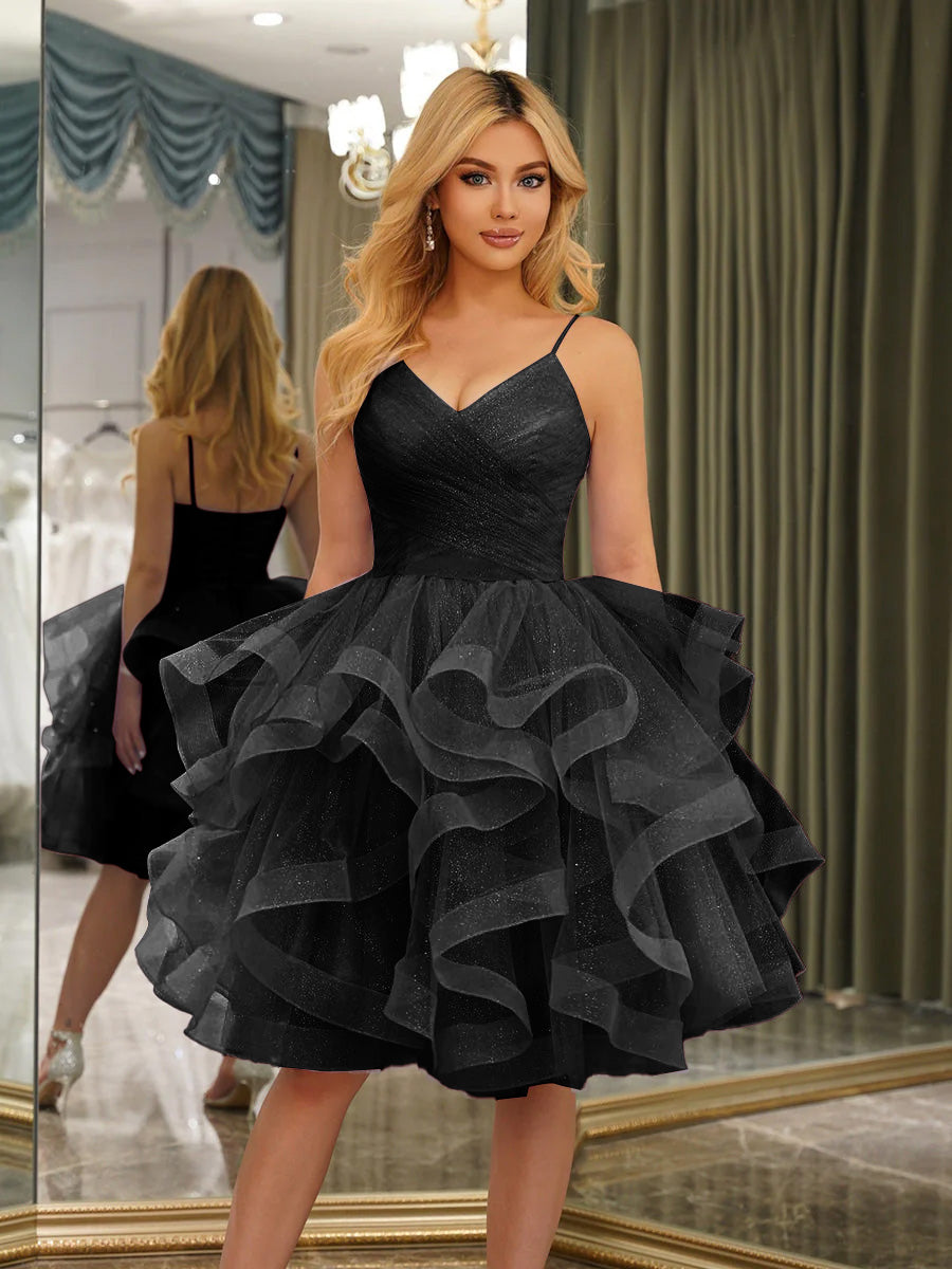 Odelia black front view homecoming dress