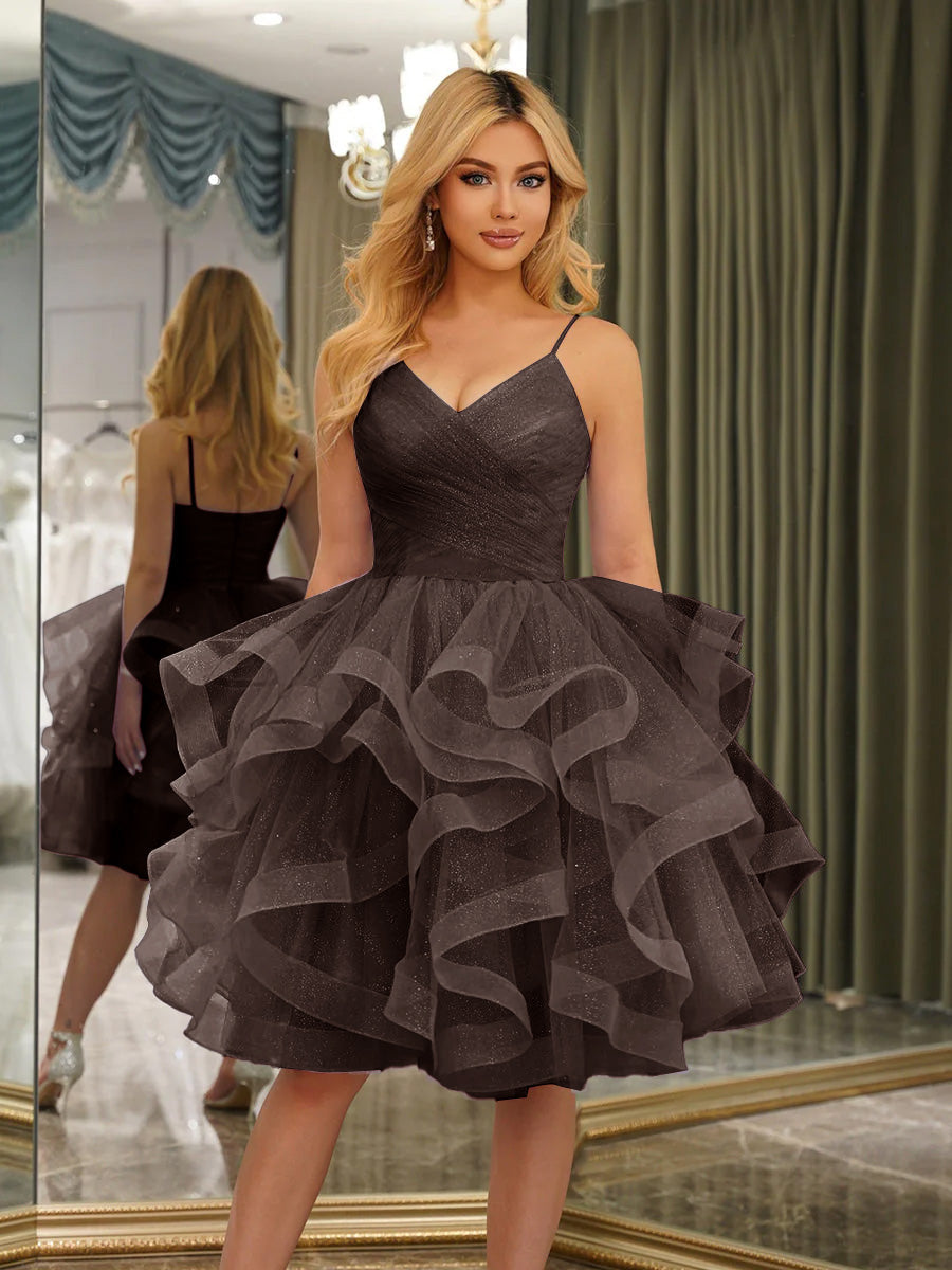 Odelia brown front view homecoming dress