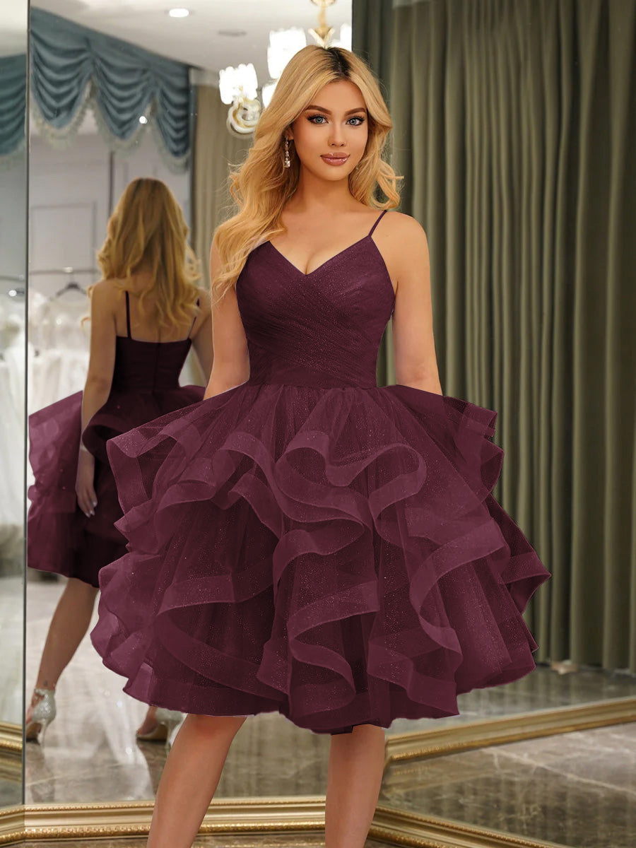 Odelia burgundy front view homecoming dress