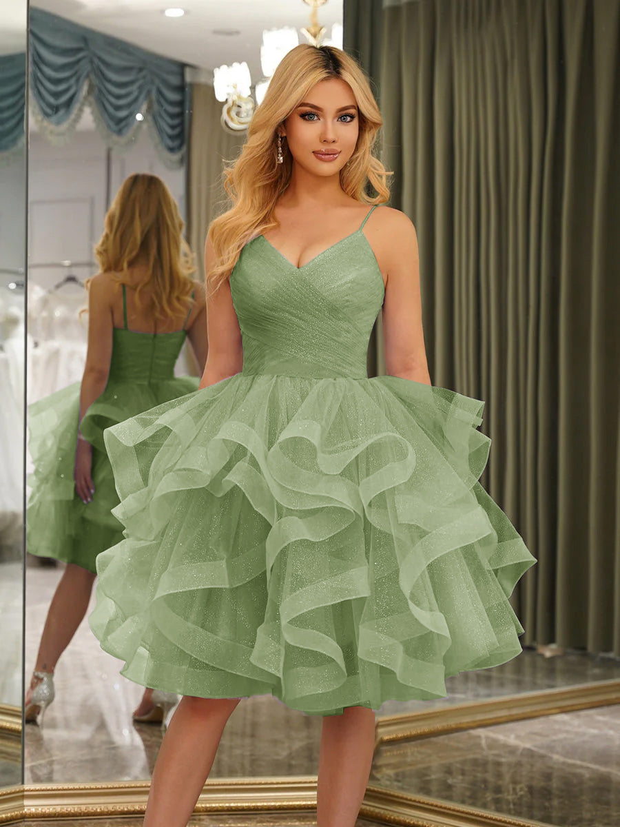 Odelia sage green front view homecoming dress