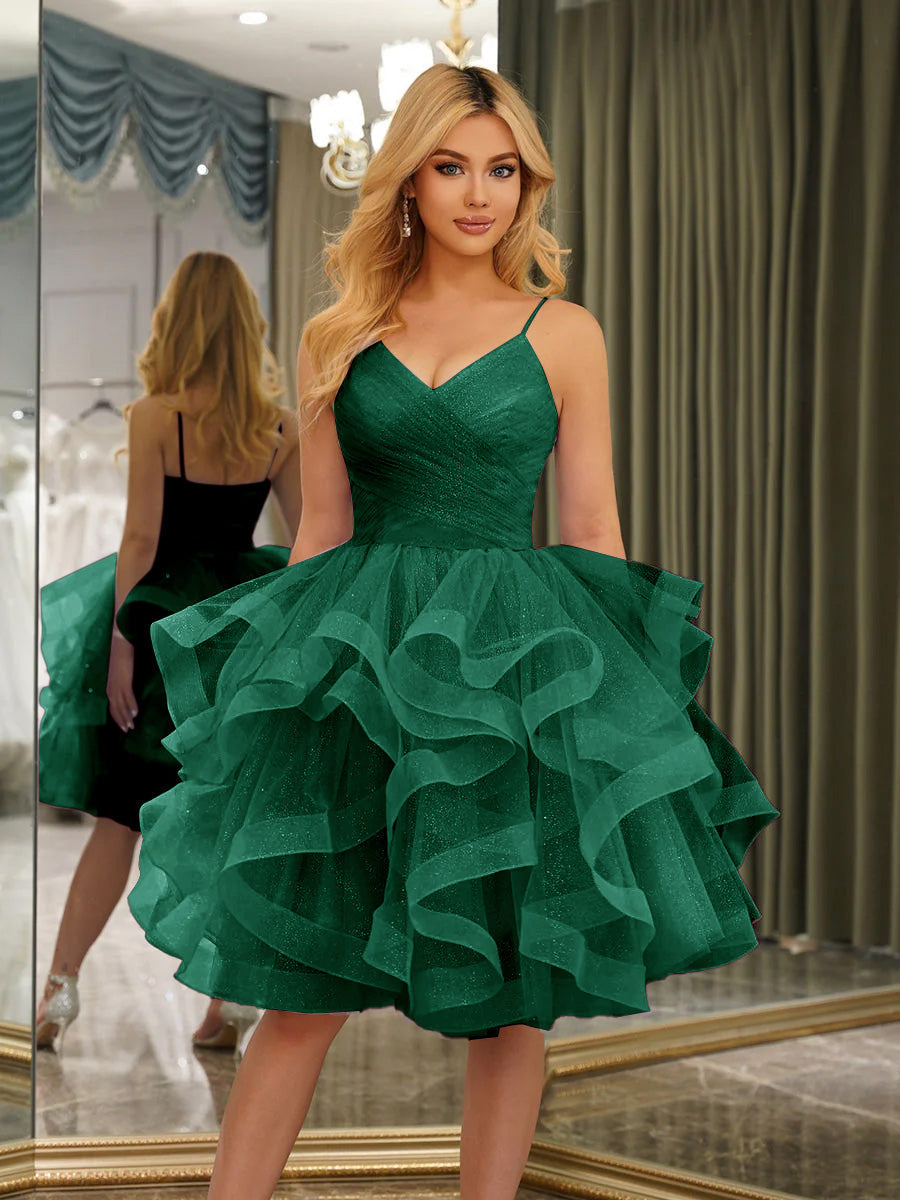 Odelia emerald front view homecoming dress