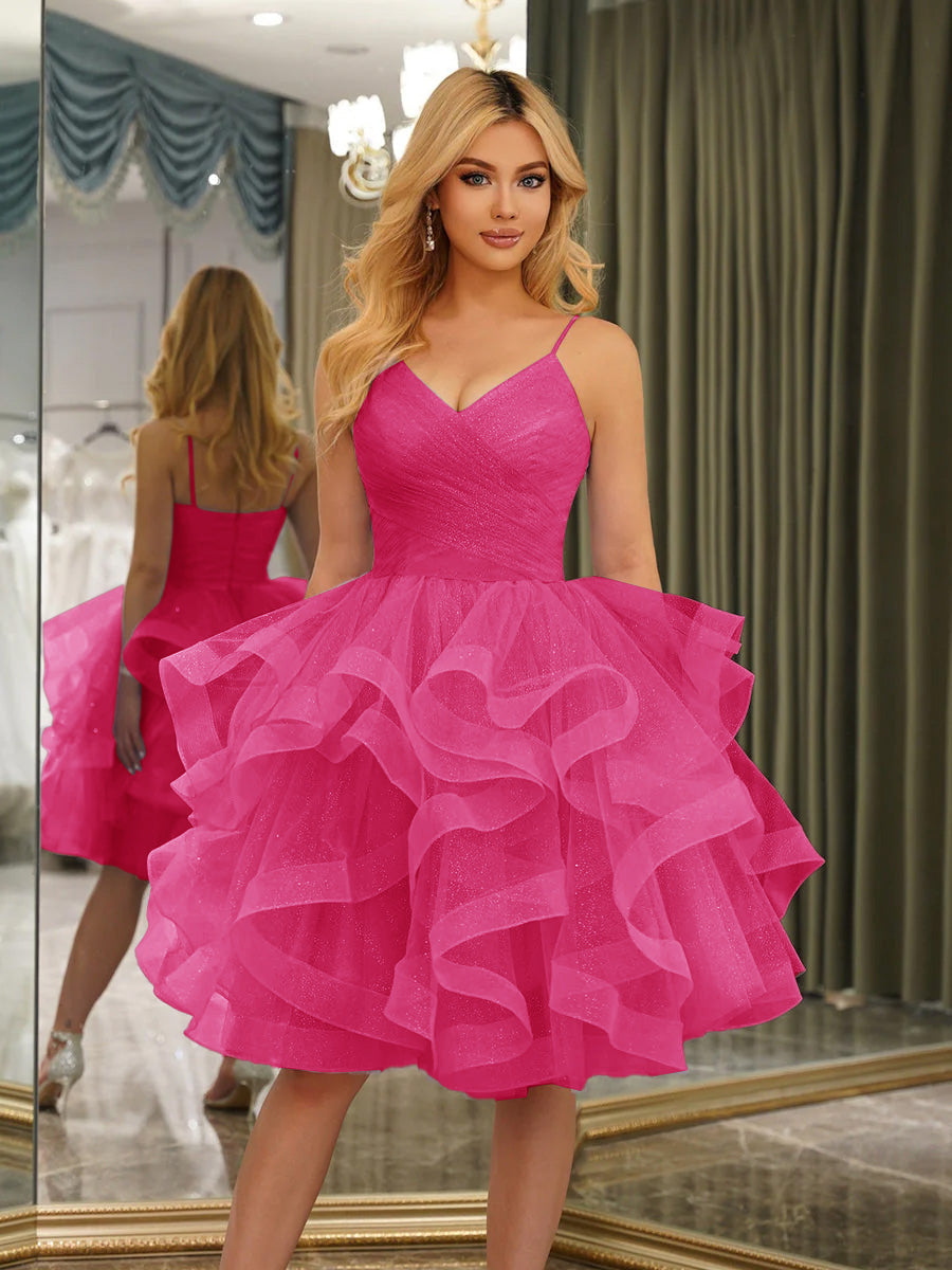 Odelia fuchsia front view homecoming dress