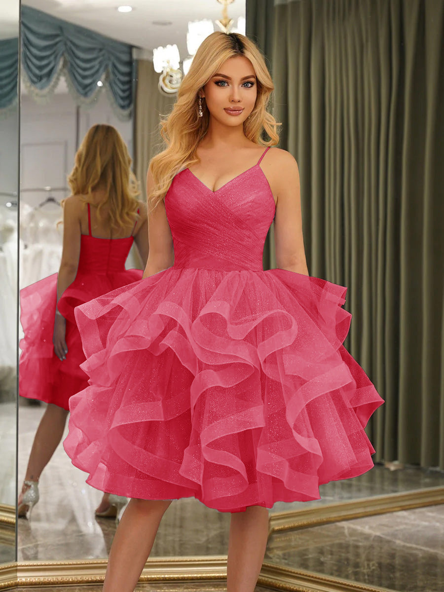Odelia hot pink front view homecoming dress