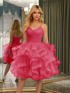 Odelia hot pink front view homecoming dress