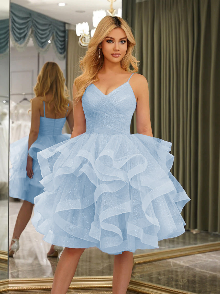 Odelia sky blue front view homecoming dress