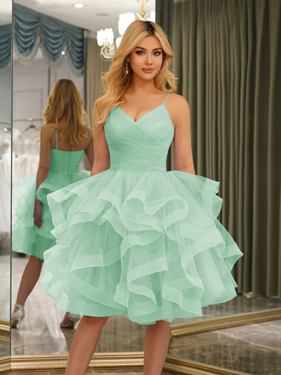 Odelia mint green front view homecoming dress