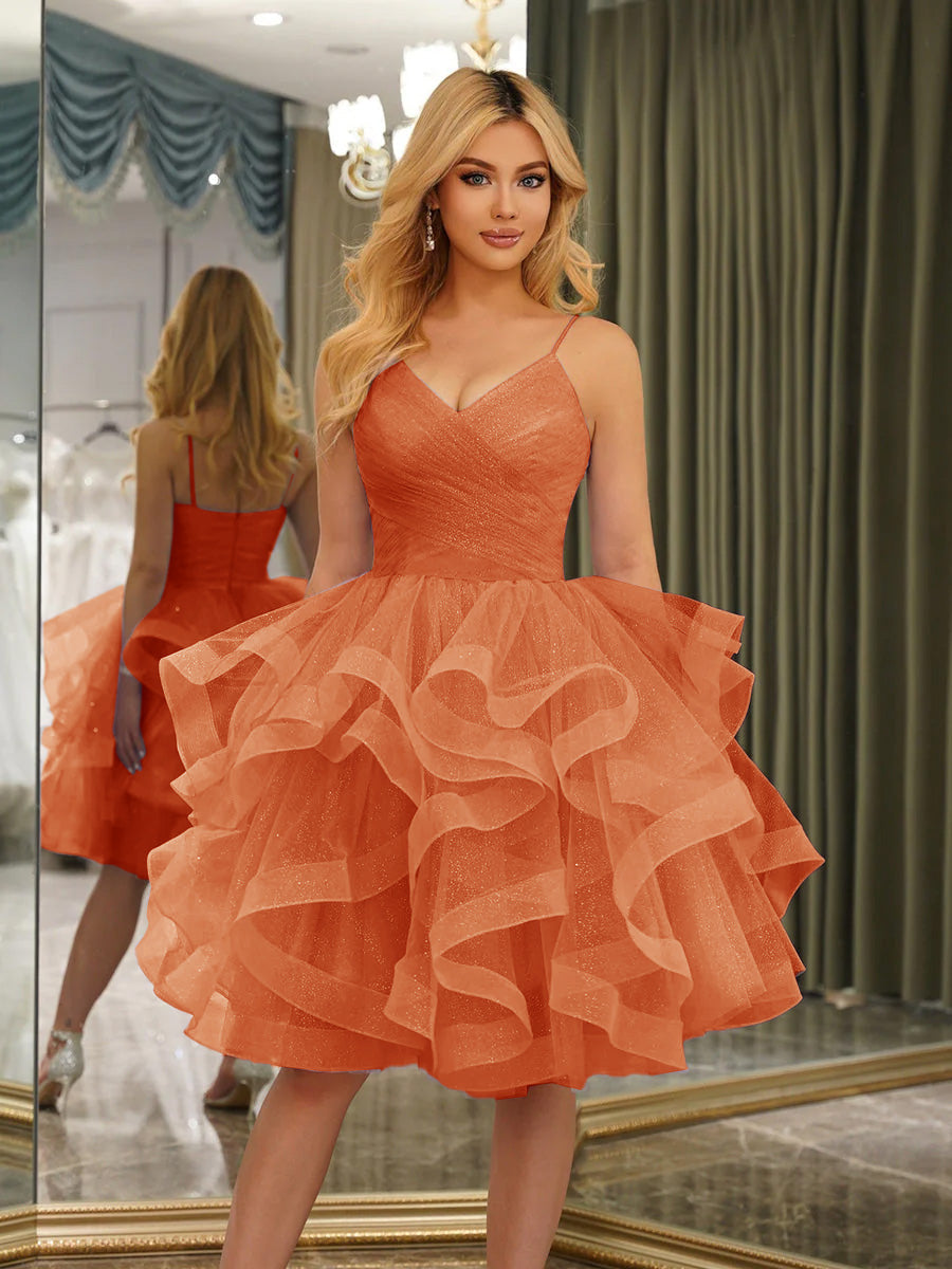 Odelia orange front view homecoming dress
