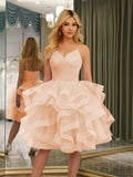 Odelia peach front view homecoming dress