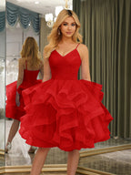 Odelia red front view homecoming dress