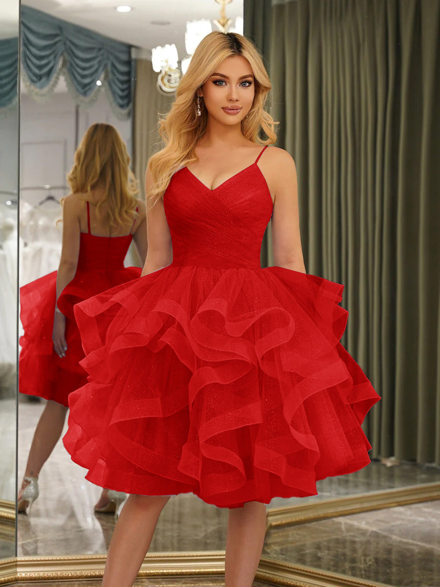 Odelia red front view homecoming dress
