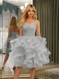 Odelia silver front view homecoming dress