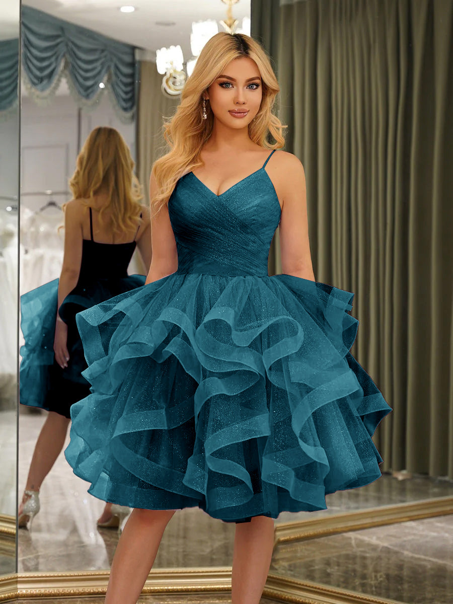 Odelia teal front view homecoming dress