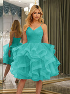 Odelia turquoise front view homecoming dress