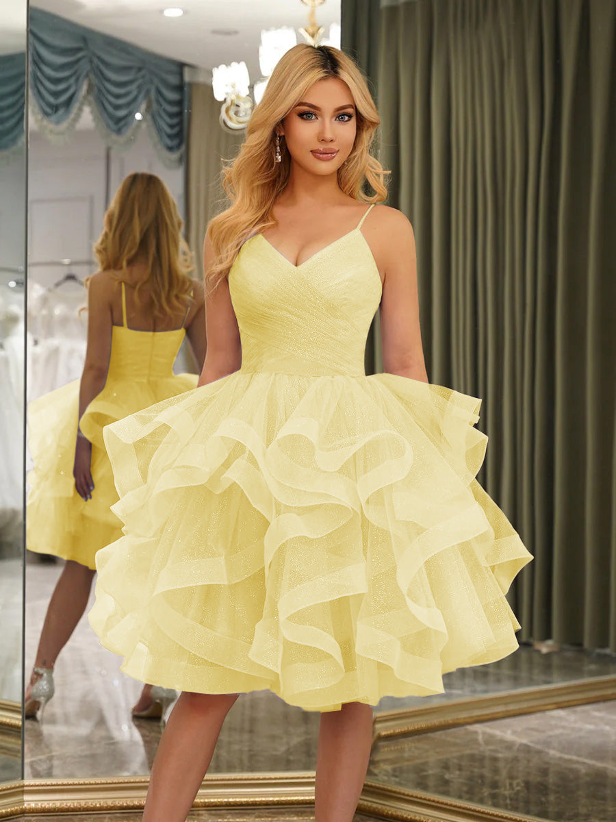 Odelia yellow front view homecoming dress