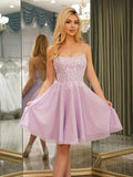 Nerissa rose pink front view homecoming dress