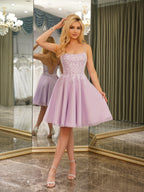 Nerissa rose pink side view homecoming dress