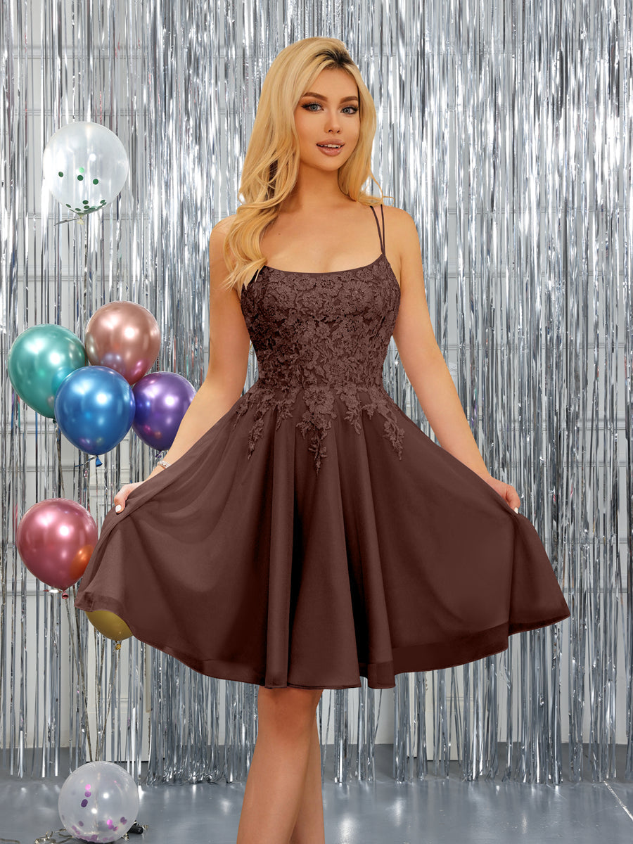 Nerissa brown front view homecoming dress