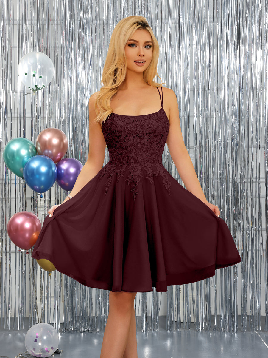 Nerissa burgundy front view homecoming dress