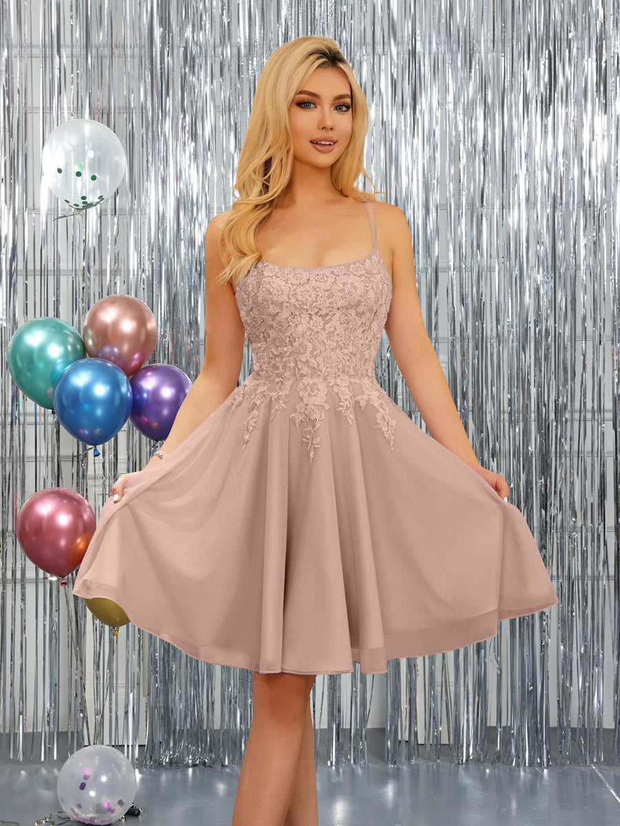 Nerissa dusty rose front view homecoming dress