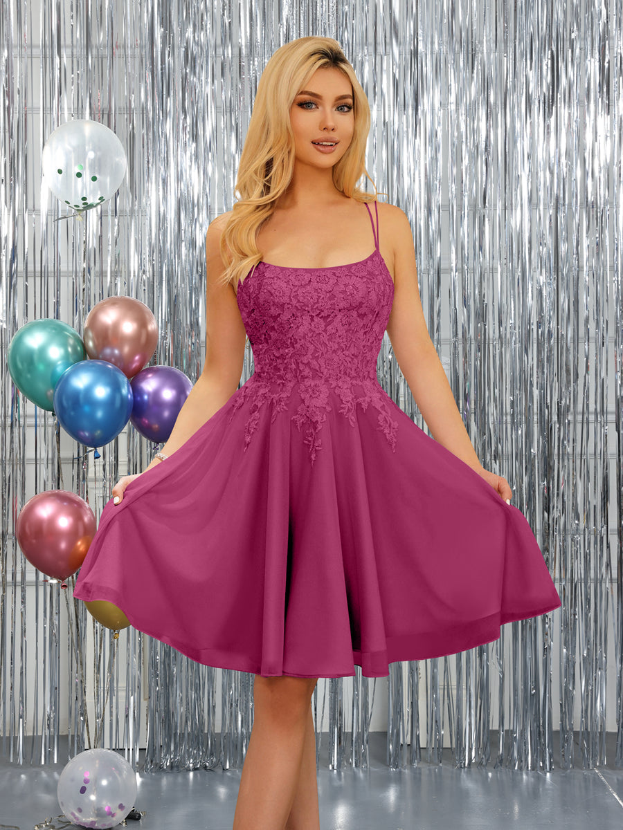 Nerissa fuchsia front view homecoming dress