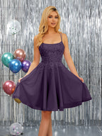 Nerissa grape front view homecoming dress