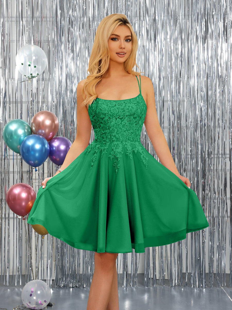 Nerissa forest green front view homecoming dress