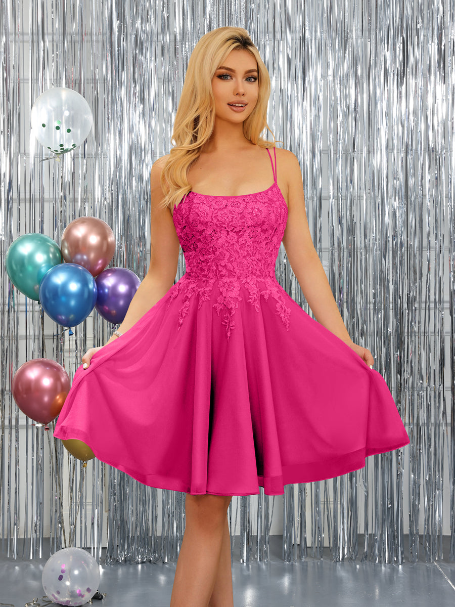 Nerissa hot pink front view homecoming dress
