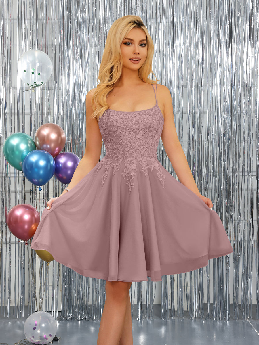 Nerissa mauve front view homecoming dress
